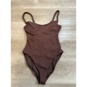 Vitamin A‎ Demi Underwire Brown 1pc Swimsuit Sz L